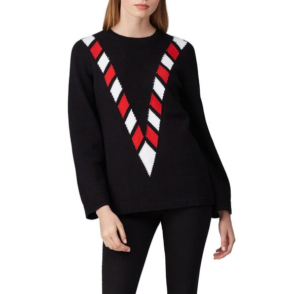 VICTOR GLEMAUD Black Red White Candy Detail Cotton Cashmere V Front Sweater S - Picture 1 of 15
